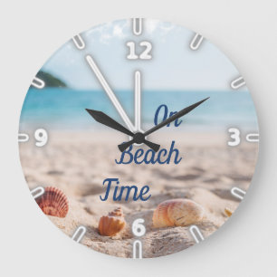 Sand Ocean Sky, Beach, Seashells Große Wanduhr