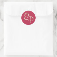 Sand on Magenta Script Monogram Umschlag Aufkleber