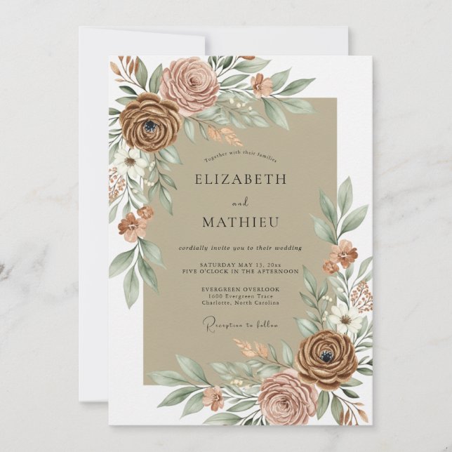 Sand Organic Desert Wedding Einladung (Vorderseite)