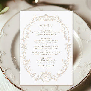 Sand Ornamentaler Blumenrahmen Hochzeit Menükarte