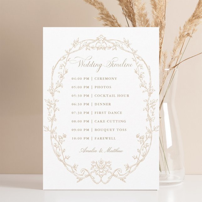 Sand Ornate Floral Frame Wedding Timeline Programm (Von Creator hochgeladen)