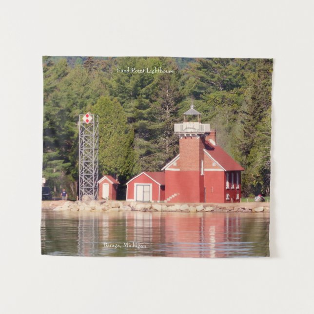 Sand Point Lighthouse Baraga Wandteppiche (Vorderseite (Horizontal))