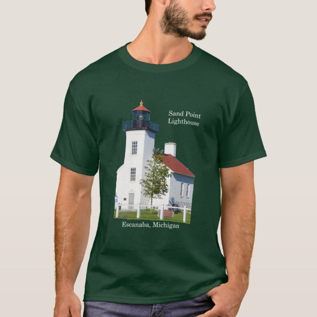 Sand Point Lighthouse Escanaba Shirt dunkel (Vorderseite)