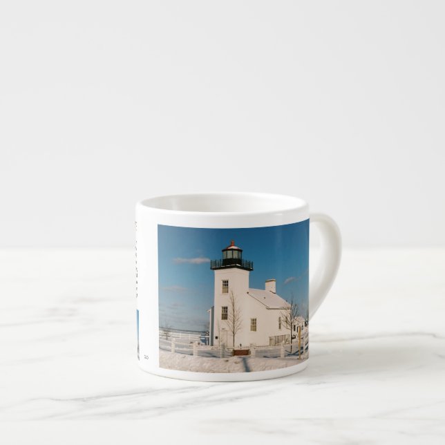 Sand Point Lighthouse Geschichte Espresso Tasse (Vorderseite Rechts)