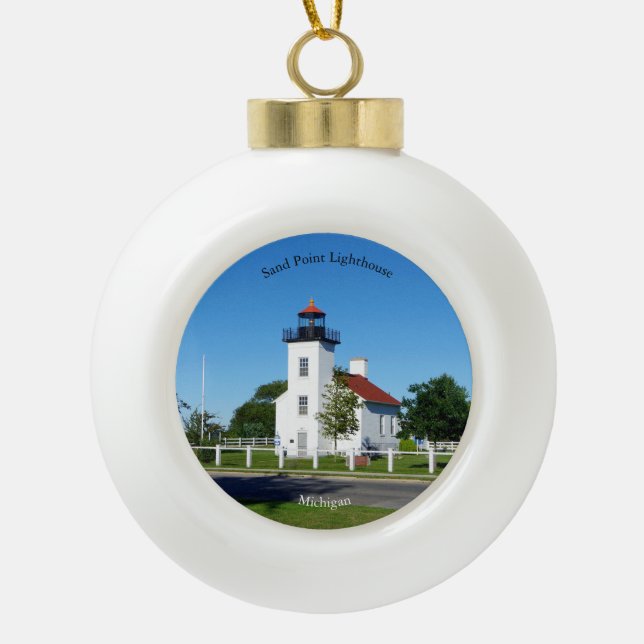 Sand Point Lighthouse Keramik Kugel-Ornament (Vorderseite)