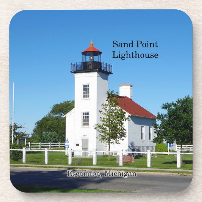 Sand Point Lighthouse Set von 6 Untersetzer aus Ku (Vorderseite)