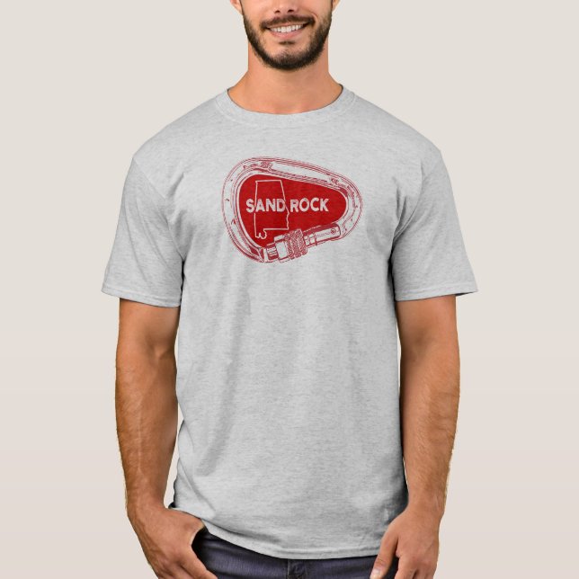 Sand Rock Alabama Rock Climbing Carabiner T-Shirt (Vorderseite)