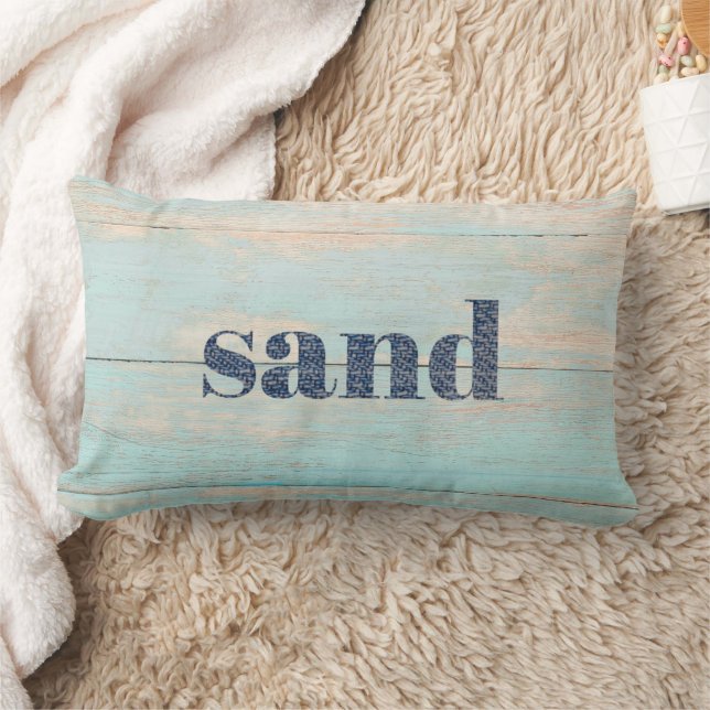 Sand Rustic Wood Beach House Lendenkissen (Decke)