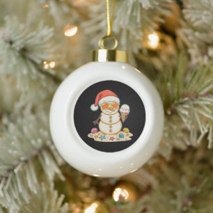 Sand Schneemann Santa Hut Weihnachten Strand Stimm Keramik Kugel-Ornament
