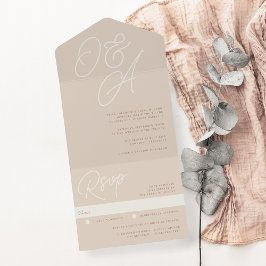 Sand | Script Watermark Monogram Wedding All In One Einladung
