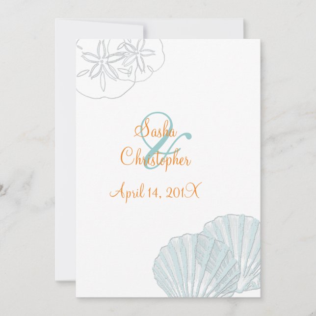 Sand+Sea/blue+orange/Hochzeitseinladungen Einladung (Vorderseite)