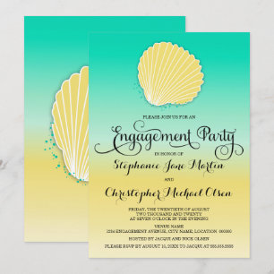 Sand & Sea Color Ombre Engagement Party Einladung
