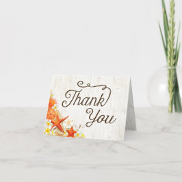 Sand Seashells Floral Rustikaler Strand Danke Kart