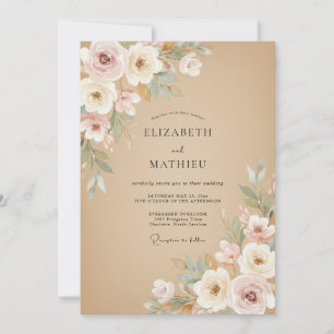 Sand Serene Rustikale Hochzeit Einladung