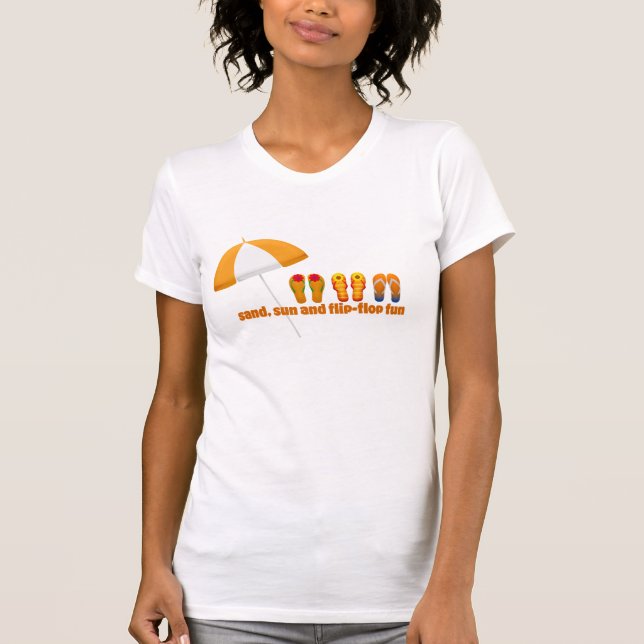 Sand, Sonne und Badeschuh-Spaß T-Shirt (Vorderseite)