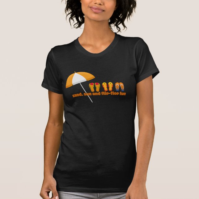 Sand, Sonne und Badeschuh-Spaß T-Shirt (Vorderseite)