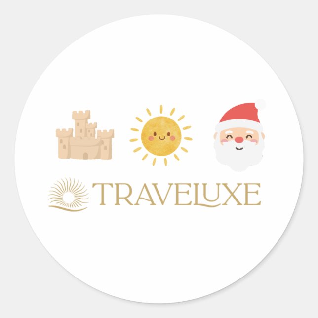 Sand, Sonne und Santa Runder Aufkleber (Vorderseite)