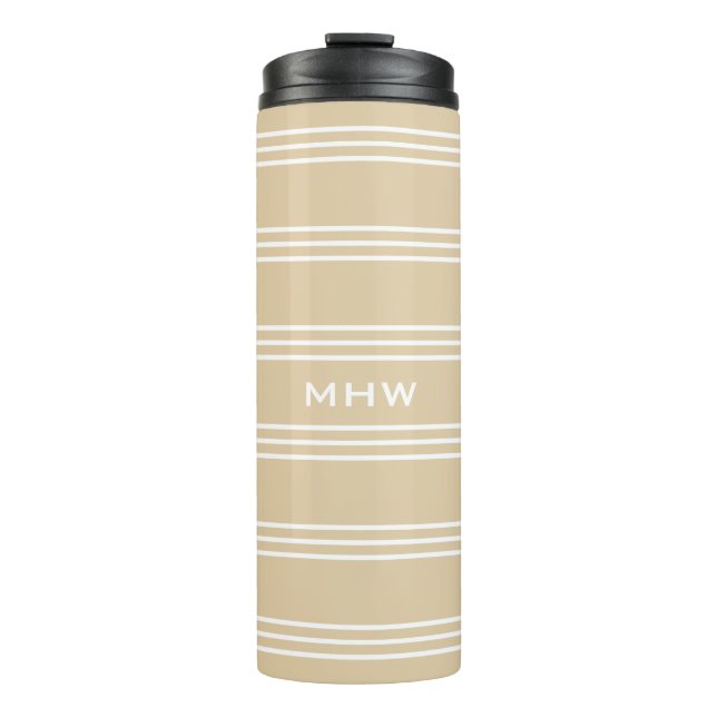 Sand Stripes Custom Monogram Tumbler Thermosbecher (Vorderseite)