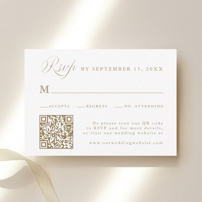 Sand Stylish Calligraphy Wedding RSVP Karte (Von Creator hochgeladen)