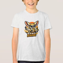 Sand Surfer Fennec Fox Desert Surfing Cartoon Desi Tri-Blend Shirt