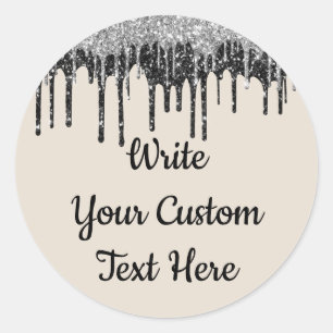 Sand-Tan-Silber-Jubiläums-Geburtstagsfeier-Glitter Runder Aufkleber