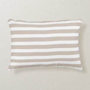 Sand Tan Taupe White Striped Nautical Coastal Dekokissen