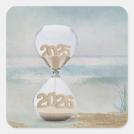 Sand Timer 2025 Quadratischer Aufkleber