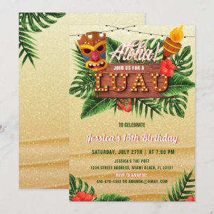 Sand Tropical Luau zum Geburtstag Einladung