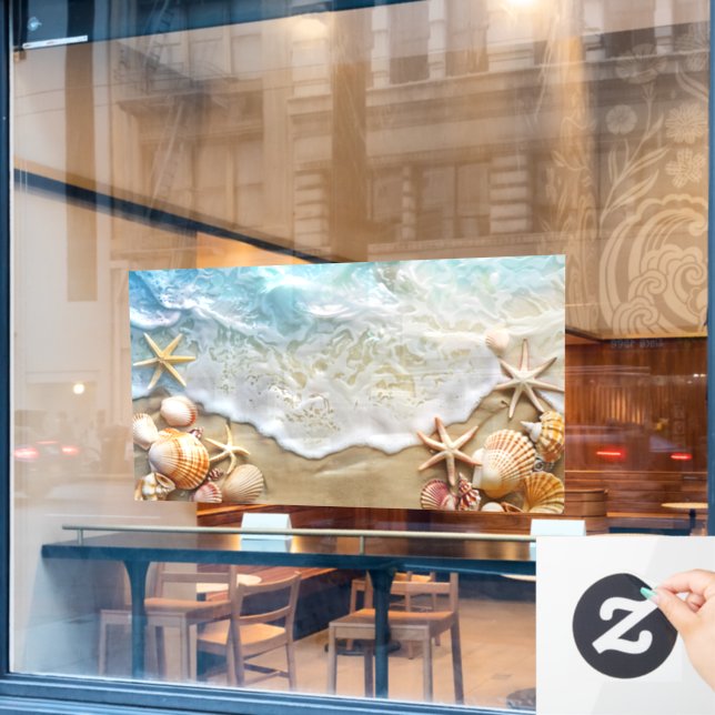 Sand und Meer Fensteraufkleber (Café-Fenster)