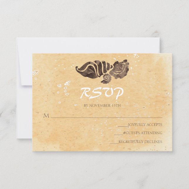 Sand und Muscheln/Beach Wedding UAWG RSVP Karte (Vorderseite)