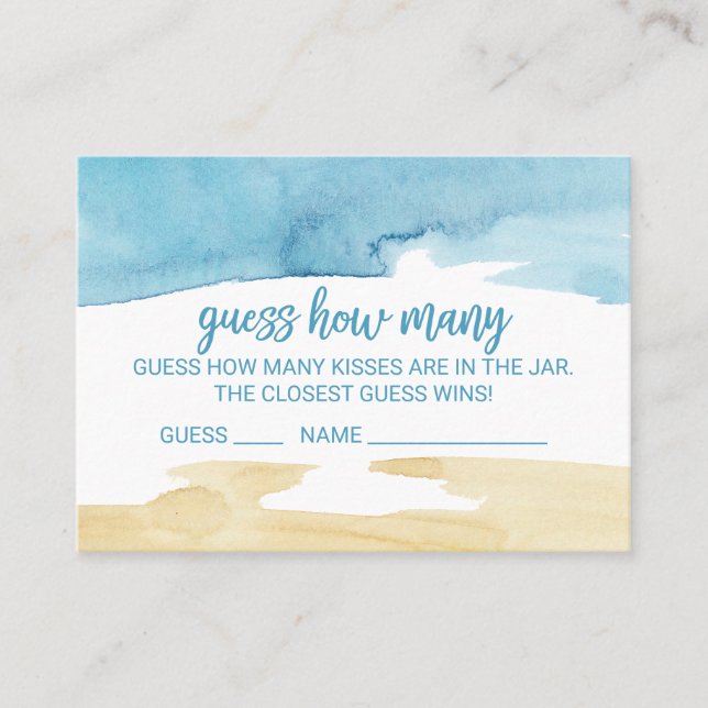 Sand und Sea Guards Wie viele Kisses Game Cards Platzkarte (Vorderseite)