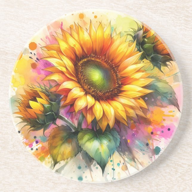 Sand Untersetzer - Schöne Sonnenblumen, Kunst (Vorne)