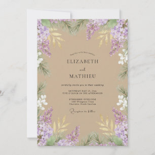 Sand-Veilchen-Wisteria-Hochzeit Einladung
