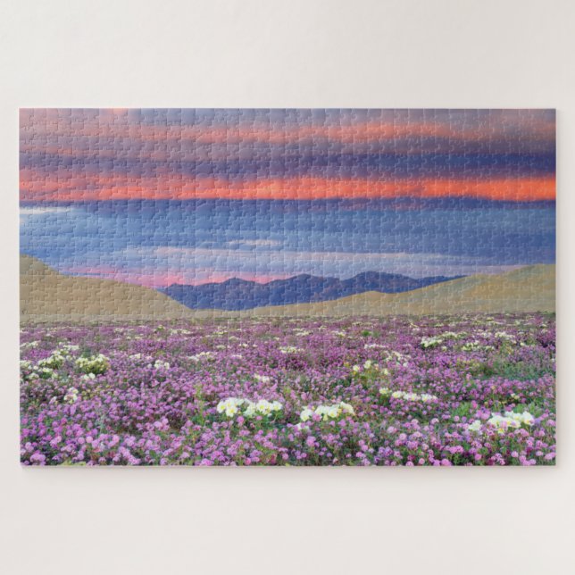Sand Verbena & Dune Primrose Wildblumen bei Sunset Puzzle (Horizontal)