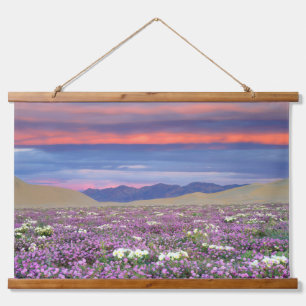 Sand Verbena & Dune Primrose Wildblumen bei Sunset Wandteppich Mit Holzrahmen