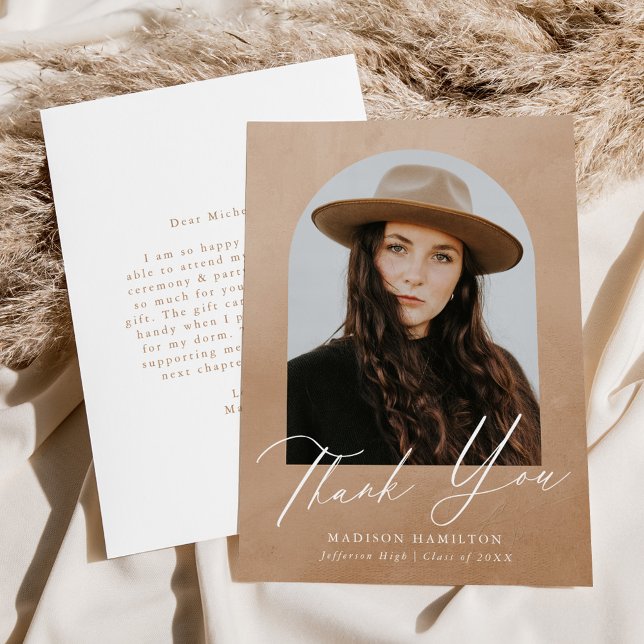 Sand Watercolor Arch Foto Abschluss Dankeskarte (Von Creator hochgeladen)