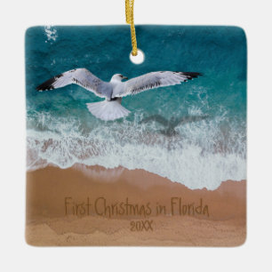Sand Writing Beach Unsere ersten Weihnachten in Fl Keramikornament