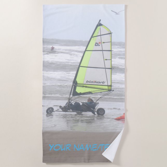 Sand Yachting mit Seagul Cust. Strandtuch (Vorderseite)