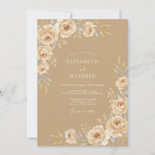 Sand Zarte Rustikale Hochzeit Einladung