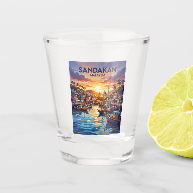 Sandakan Malaysia Schnapsglas (Vorderseite)