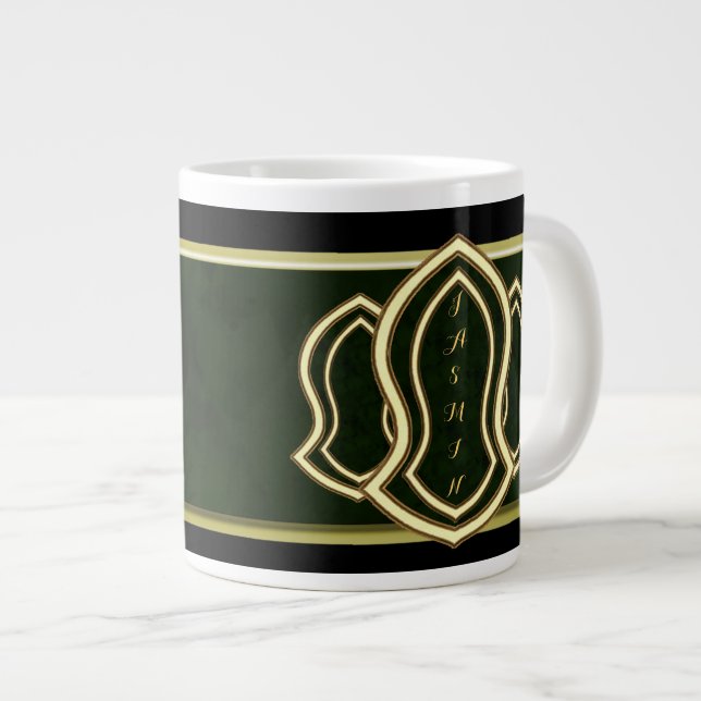 Sandal des Propheten (grün) Marmor & Gold Jumbo-Tasse (Vorderseite Rechts)