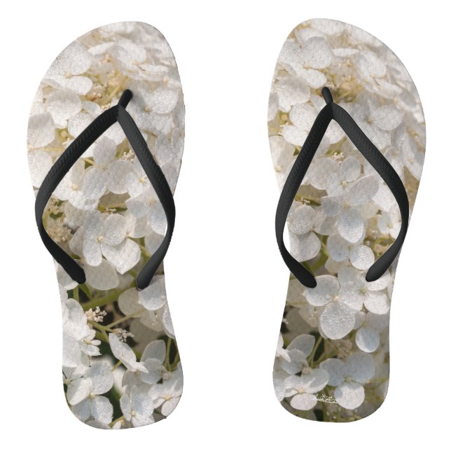 Sandale, weiße Blumen Flip Flops (Fußbett)