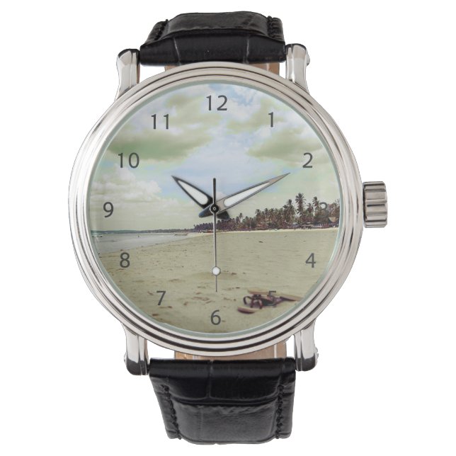 Sandalen am Tropical Beach Armbanduhr (Vorderseite)