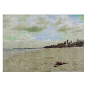 Sandalen am Tropical Beach Schneidebrett