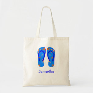 Sandalen drehte Flop Sommerblauer individuelle Nam Tragetasche