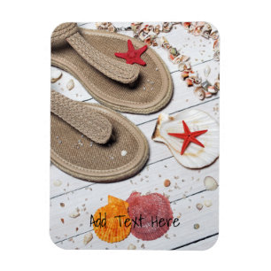 Sandalen, Muscheln und Starfish am Strand Magnet