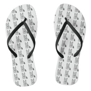 Sandals - B&W German Shepherd Block Pattern Flip Flops