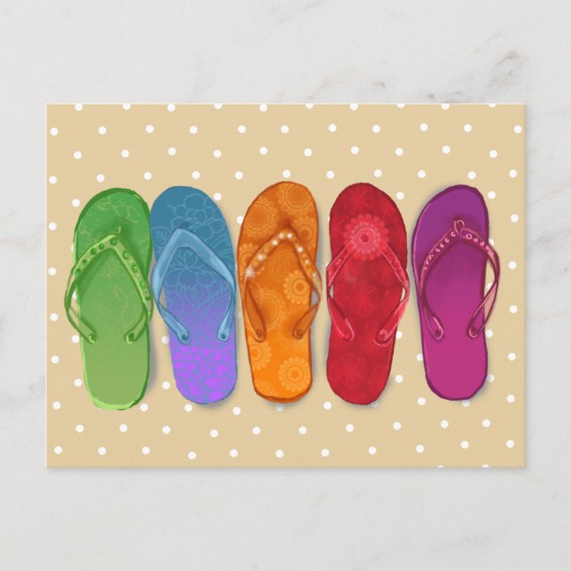 Sandals flip-flops beach party - sand dots postkarte (Vorderseite)