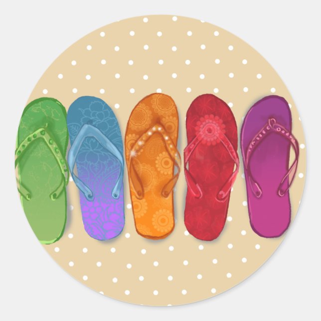 Sandals flip-flops beach party - sand dots runder aufkleber (Vorderseite)
