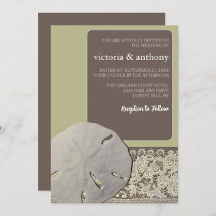 Sandballplatz, Vintage Hochzeit am Strand Einladung